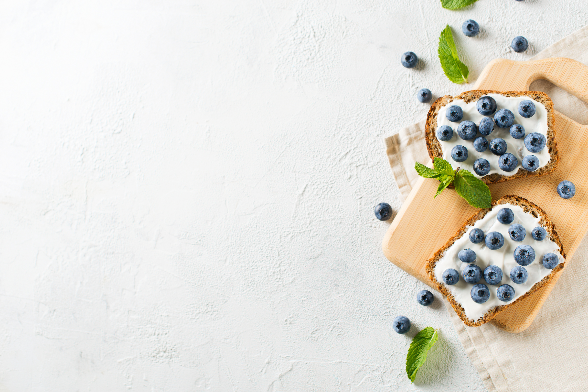 Blueberry toast on breakfast. Healthy food